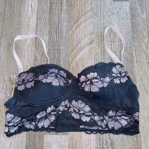 Adore Me Black Pink Lace Balconette Bra women's size 32A